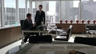 modern office with city skyline view — Suits