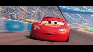 red race car driving on track — Cars 3