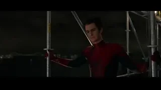 Spiderman standing on scaffolding at night — Spiderman: No Way Home