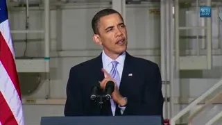 Barack Obama speaking behind podium — Elon Musk: Return to Space