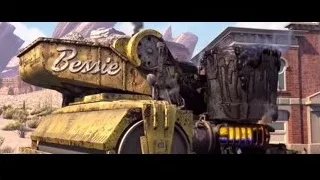 yellow machine Bessie in desert — Cars