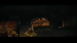 Fire burning in a dark fireplace — Harry Potter and the Goblet of Fire