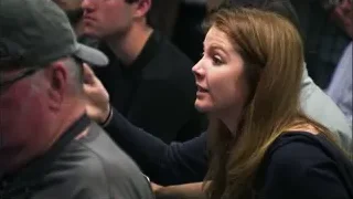 woman speaking to older man in crowd — Elon Musk: Return to Space