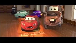 four "Cars" characters in a room — Cars