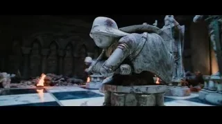 Knight statue on chessboard in dark room — Harry Potter and the Philosophers Stone