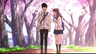 young couple in park with cherry blossoms — I Want To Eat Your Pancreas