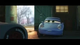 blue car parked in dilapidated garage — Cars 3