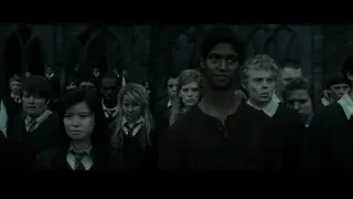 young people in dark eerie hallway — Harry Potter and the Deathly Hallows 2