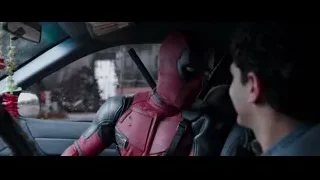 Deadpool in car driving in snow — Deadpool