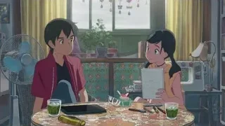 boy and girl at table — Weathering with You