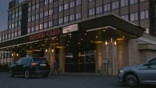 Hotel Clio exterior at night — Succession