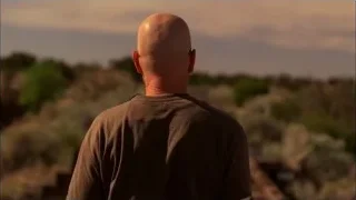 bald man looking at horizon in desert — Breaking Bad