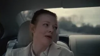 Young woman sitting in car on cloudy day — Succession