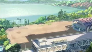 aerial view of sports field with lake — Your Name