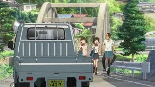 people walking on bridge with truck — Your Name