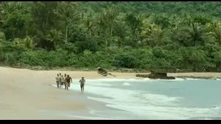 People walking on sandy beach with surfboards — Life of Pi