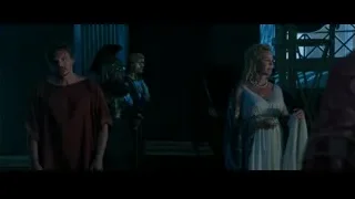 Woman with sword and man in red robe — Gladiator 2