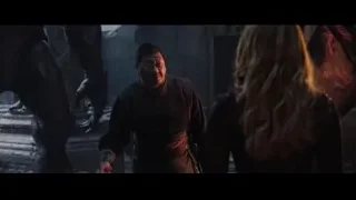 Man with sword and woman in stone room — Doctor Strange 2