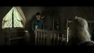 people standing in dimly lit dilapidated room — Harry Potter and the Deathly Hallows 2