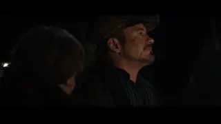 Man with flashlight in dark room — Iron Man 3