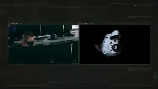 Woman working at computer with mask and headset — Elon Musk: Return to Space