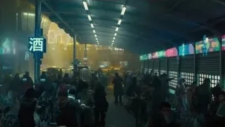 bustling night market street with people — Blade Runner 2049