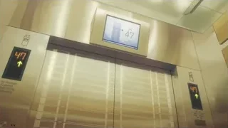 elevator in modern building showing 47 minutes — Weathering with You