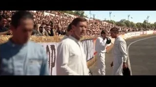 Men in racing suits on race track — Ford v Ferrari