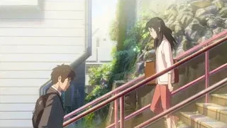 young couple walking on stairs — Your Name