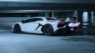 white Lamborghini sports car in garage — Sports Cars