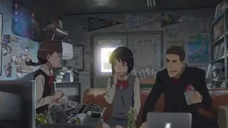 girl with red bowtie at desk — Your Name