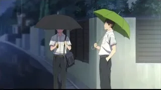 Two young men with umbrellas in rain — I Want To Eat Your Pancreas