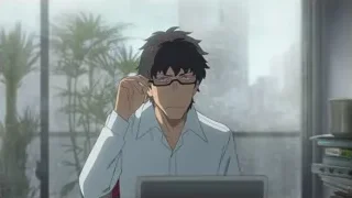 Young man thinking at laptop in office — Weathering with You