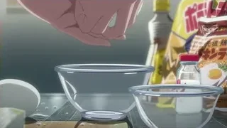 Hand preparing food in kitchen — Weathering with You
