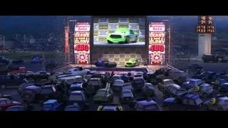 cars in parking lot with Bumper Save billboard — Cars 3