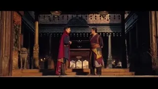 Two men with sword in ornate temple — Doctor Strange 2