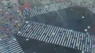aerial view of people crossing street — Weathering with You