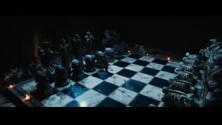 large chessboard with knights in dark room — Harry Potter and the Philosophers Stone