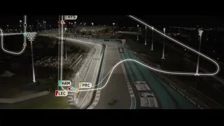 Night race track with colorful lights — F1