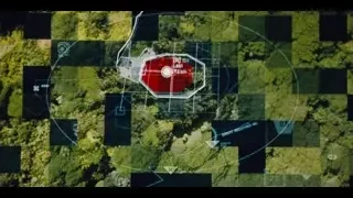 Futuristic map interface with 'Western Bridge' text — Jurassic World