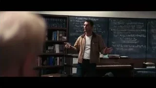 Man speaking in classroom with blackboard — Interstellar