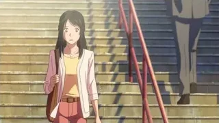 young girl in pink blazer on stairs — Your Name