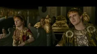two young men in ancient costumes on throne — Gladiator 2