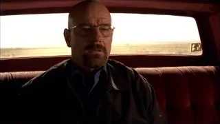 Walter White in red car in desert — Breaking Bad