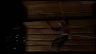 Spiderman hanging from rope — Spider Man