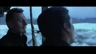 two men looking at snowy landscape — Batman