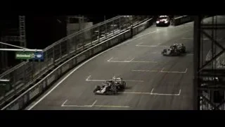 Formula One cars racing at night — F1