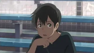 young boy with surprised expression in stadium — Weathering with You