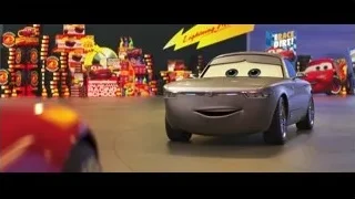 Silver car smiling on race track — Cars 3