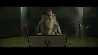 Elderly man speaking with scroll and medieval men — Harry Potter and the Goblet of Fire